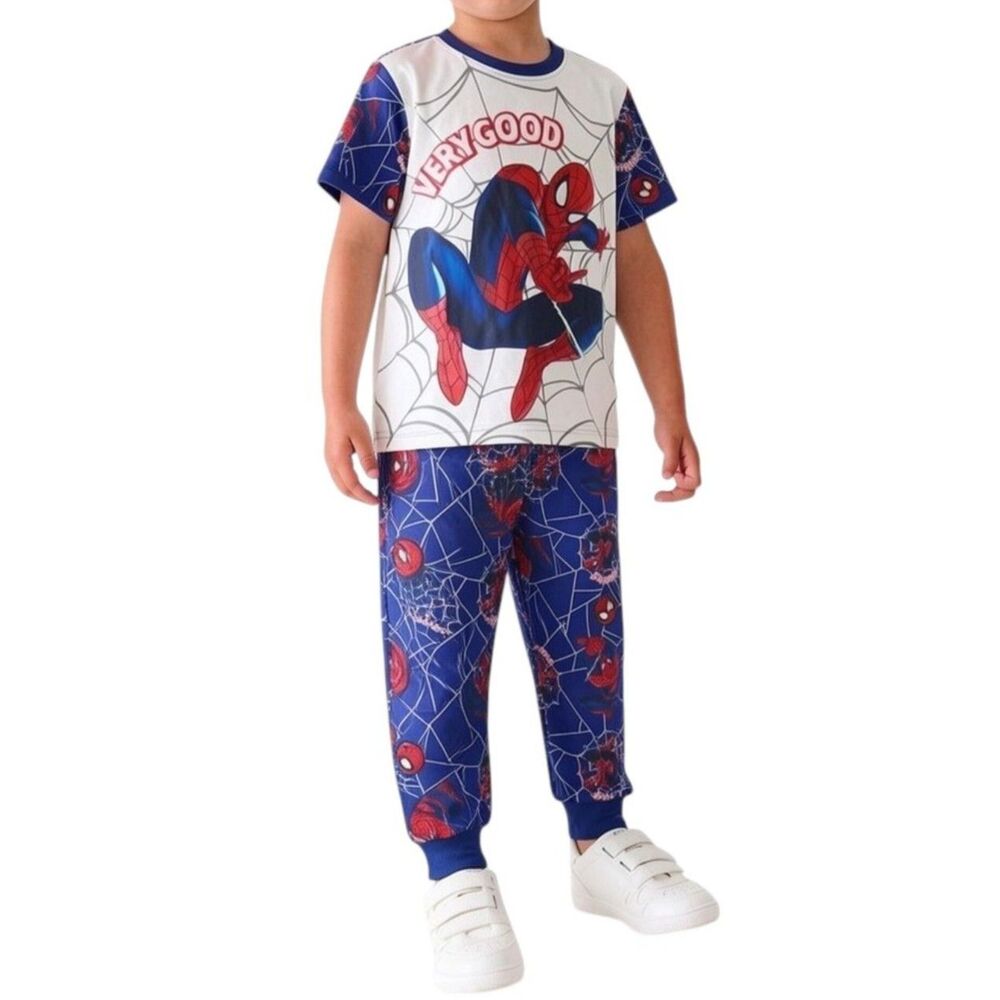 🔥 5 for $30 🔥 Spider-Man Blue White Short Sleeve Top & Pants Set | Size 10